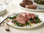beef filets with ancient grain and kale salad