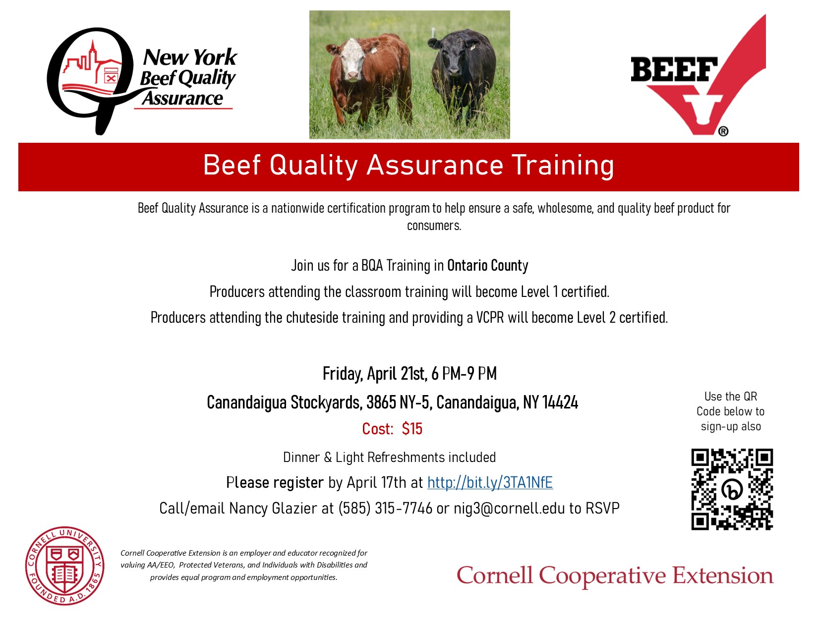 Beef Quality Assurance Opportunity in Ontario County