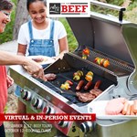 Family grandmother grilling with grand-daughter in summer